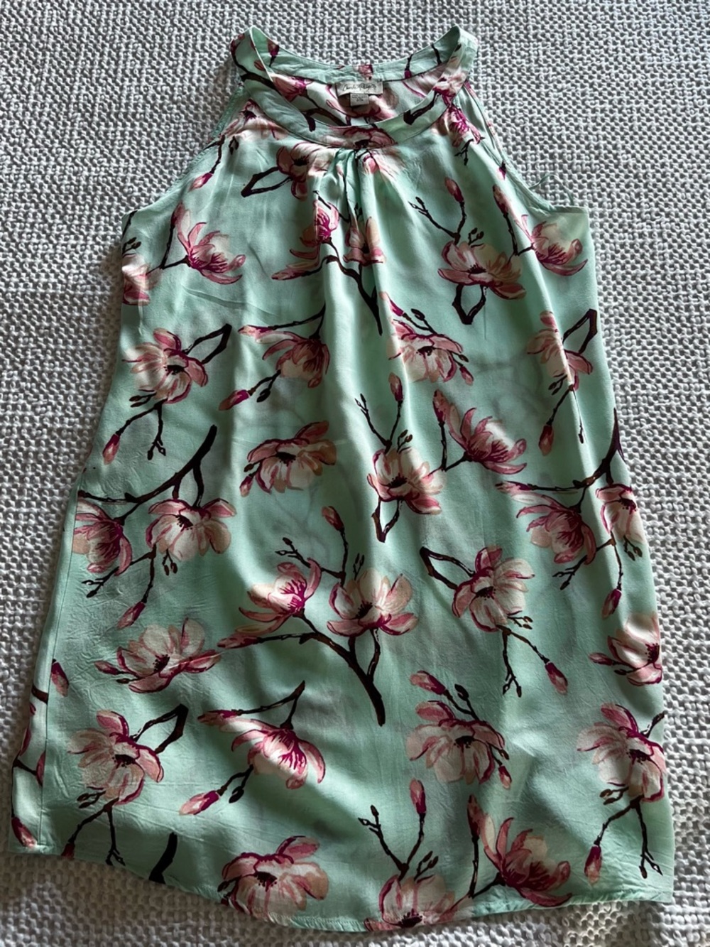 Summer Charlie Paige Halter Blossoms Floral Pastel Aqua Pink Beach Dress S/M